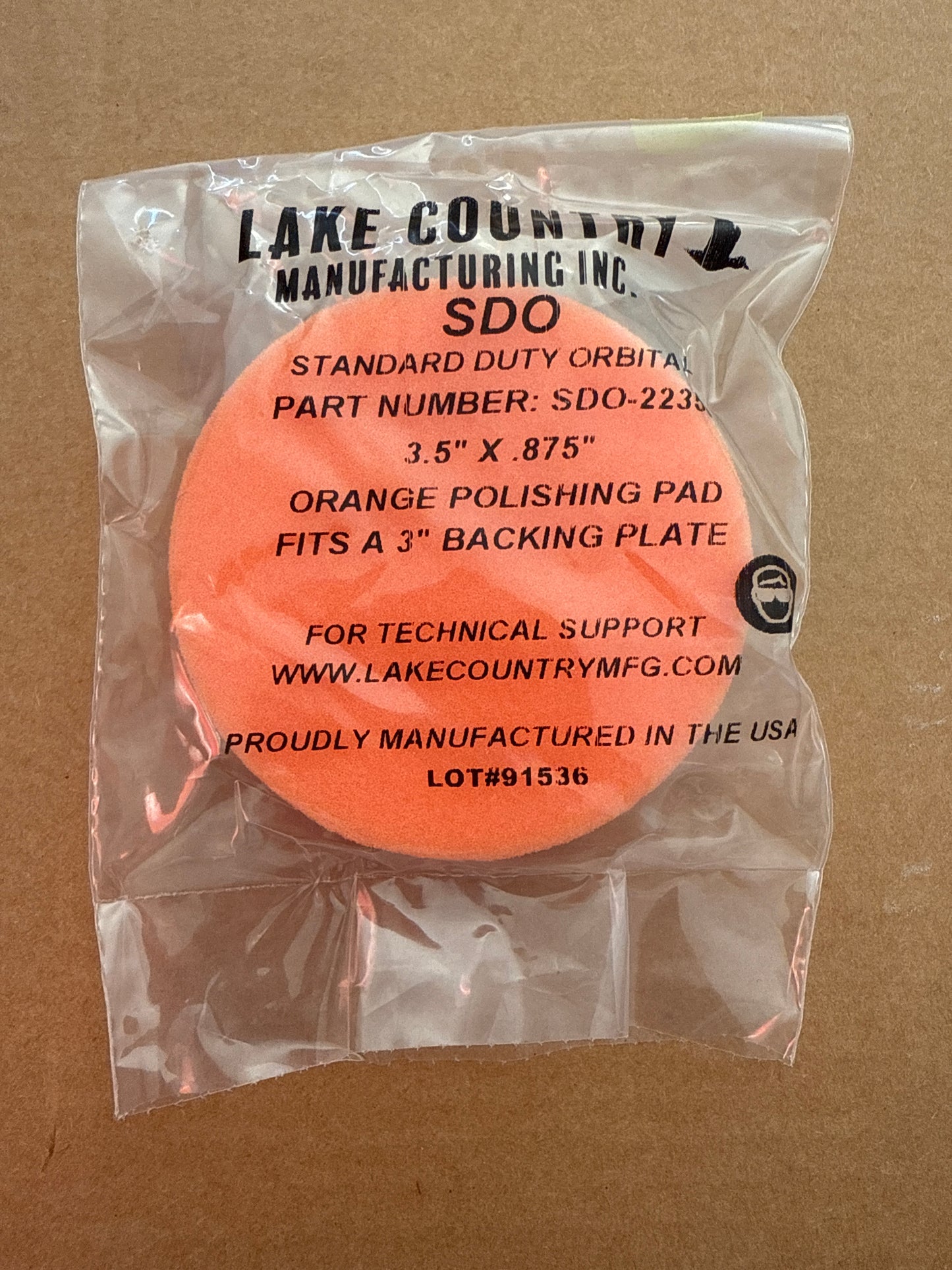 Lake country sdo 3.5” Orange polishing pad 3” backing plate