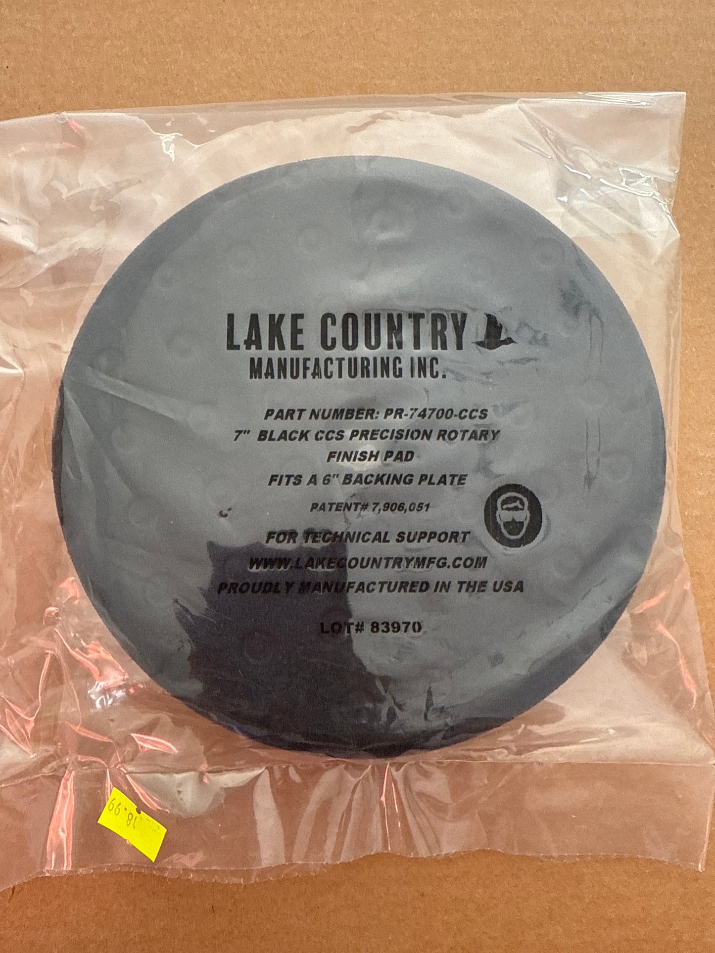 Lake country peecision rotary Black 7” finishing pad 6” backing plate