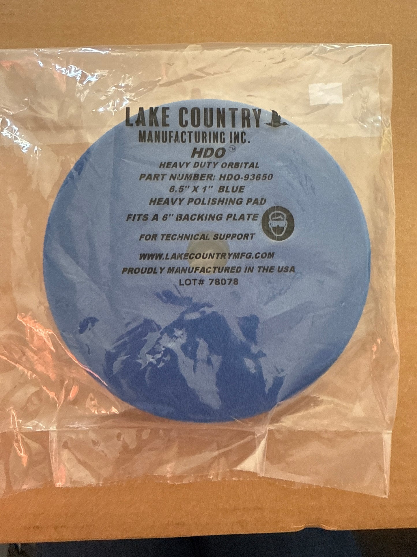 Lake country hdo Blue heavy duty orbital 6.5” heavy polishing pad 6” backing plate