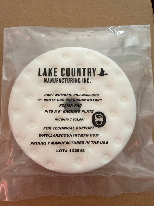 Lake country White 6” precision rotary polish pad 5” backing plate