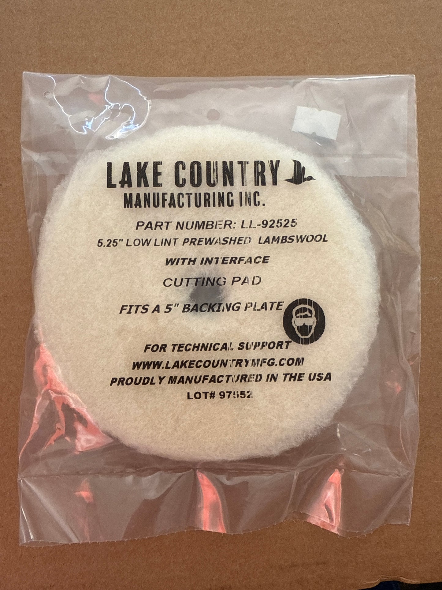 Lake country 5.25 wool with interface cutting pad 5”plate