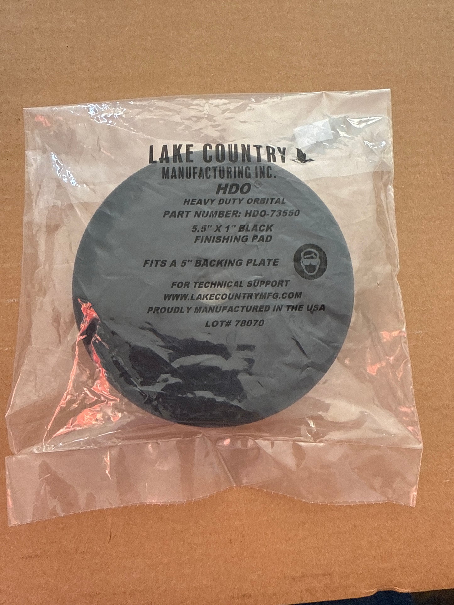 Lake country hdo Black heavy duty orbital 5.5” finishing pad, 5” backing plate