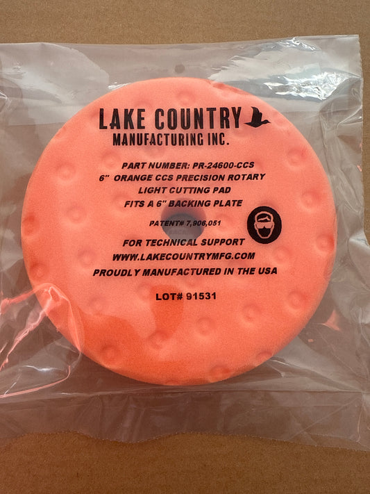 Lake country Orange 6” precision rotary light cutting pad 5” backing plate