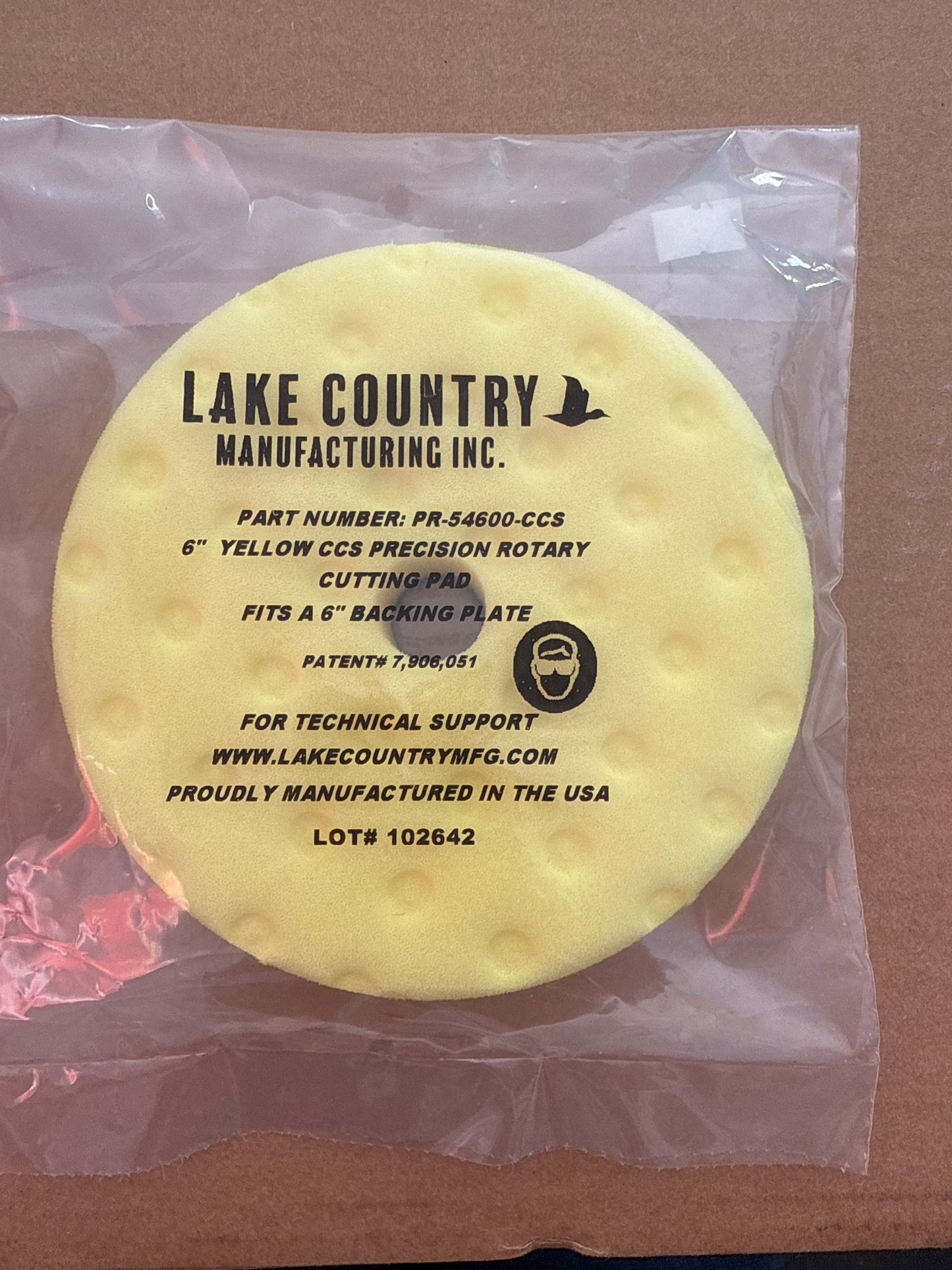 Lake country Yellow 6” precision rotary cutting pad, 5” backing plate