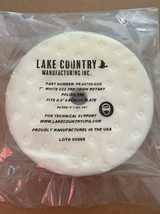 Lake country precision rotary 7” white polishing pad 6” backing plate